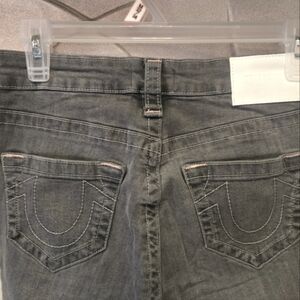 True Religion Women's Stella Mid Rise Skinny Size 27 Gray White Stitching